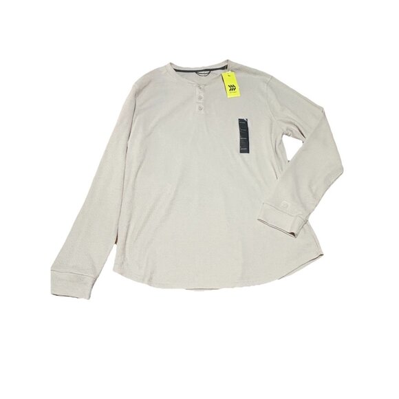 All In Motion Men’s Long Sleeve Waffle Knit Henley Size Large Light Gray - Picture 1 of 6